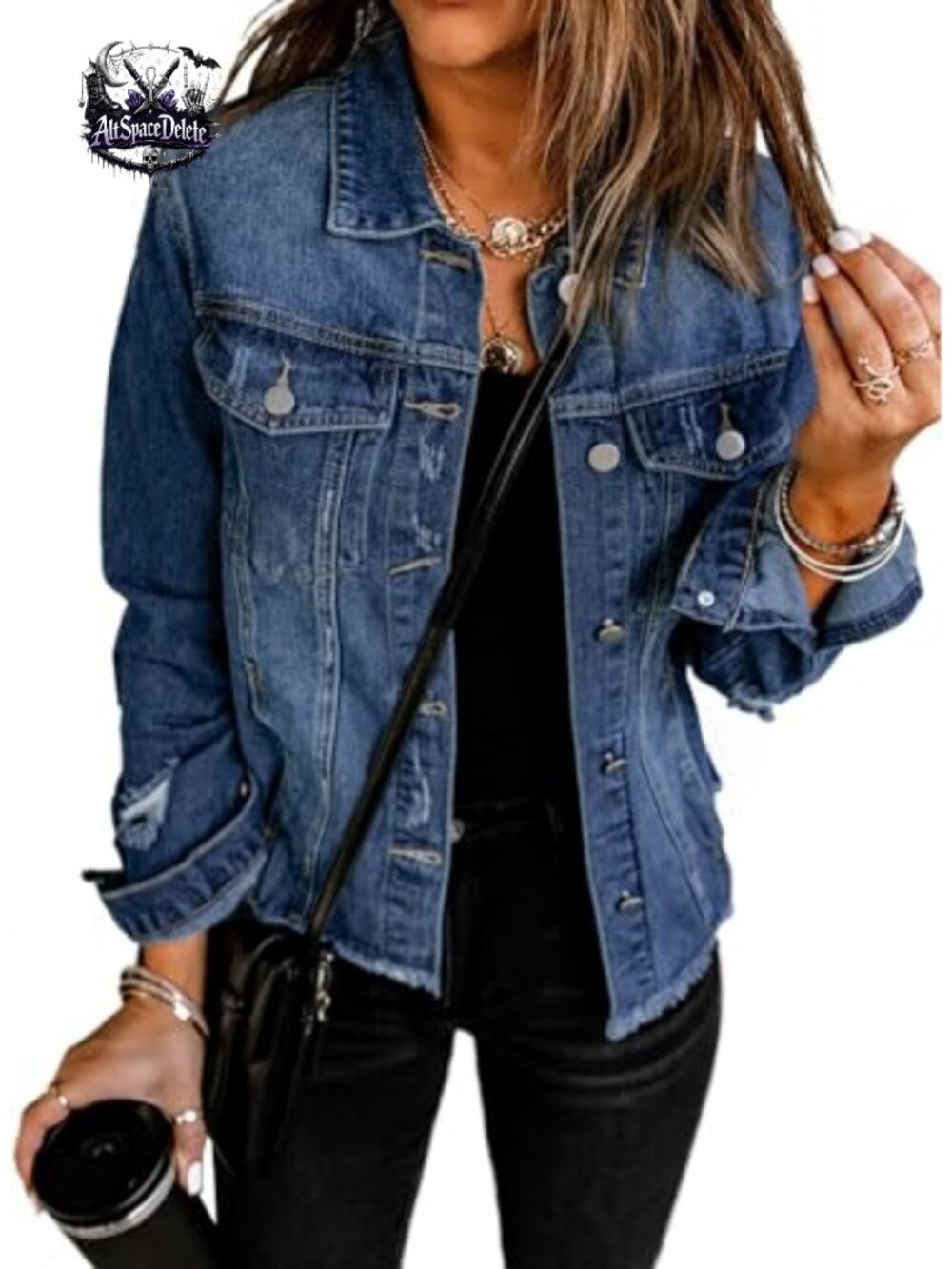 EVALESS Women's Cropped Denim Jacket Button Up Relaxed Boyfriend Fit
